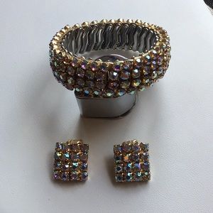 Aurora borealis Vintage Earrings and bracelet